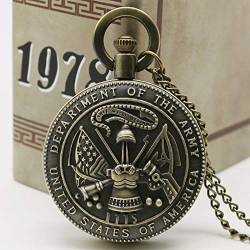 GagalU Vintage Bronze Taschenuhr des US-Armeeministeriums mit Halskette von GagalU