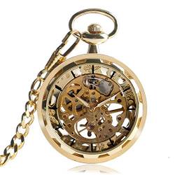 Taschenuhr Vintage-Taschenuhr mit Taschenkette, offenes Zifferblatt, mechanische Taschenuhr, Exquisite Taschenuhr, Geschenke für Männer, Gold von GagalU