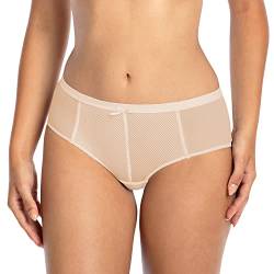 Gaia Dame Slip Unterhose Gestreift Netz Unterhose Schleife Bund 1058P Sonia, Beige,S von Gaia