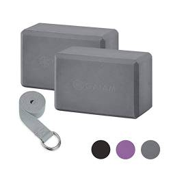 Gaiam Essentials Unisex-Erwachsene Yoga Block 2-Pack & Strap Set, GRAU von Gaiam