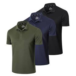Gaiatiger 3er Pack Poloshirt Herren Kurzarm Schlank Leicht T-Shirt mit lässigem Kragen Atmungsaktiv Hygroskopisch Poloshirts für Herren Golf Polo Shirts männer(0427)-Black Navy Green-2XL von Gaiatiger