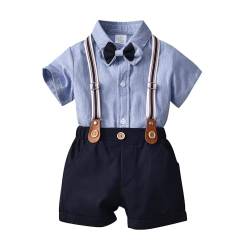 Baby Jungen Gentleman Anzüge, Kinder Kurzarm Bowtie Shirt Strampler + Hosenträger Shorts Overalls Festliche Taufe Hochzeit Gentleman Shorts Set von Gajaous