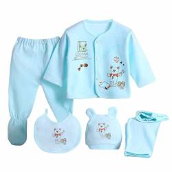 Gajaous 5 STÜCKE Neugeborene 0-3 M Jungen Mädchen Baby Baumwolle Kleidung Tops Hut Hosen Anzug Outfit Sets OneSize von Gajaous