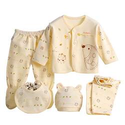 Gajaous 5 STÜCKE Neugeborene 0-3 M Jungen Mädchen Baby Baumwolle Kleidung Tops Hut Hosen Anzug Outfit Sets OneSize von Gajaous