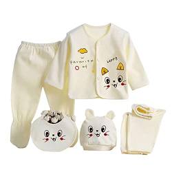 Gajaous 5 STÜCKE Neugeborene 0-3M Jungen Mädchen Baby Baumwolle Kleidung Tops Hut Hosen Anzug Outfit Sets OneSize von Gajaous