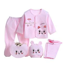 Gajaous 5 STÜCKE Neugeborene 0-3M Jungen Mädchen Baby Baumwolle Kleidung Tops Hut Hosen Anzug Outfit Sets OneSize von Gajaous