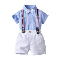 Gajaous Baby Jungen Gentleman Anzüge, Kinder Kurzarm Bowtie Shirt Strampler + Hosenträger Shorts Overalls Festliche Taufe Hochzeit Gentleman Shorts Set von Gajaous