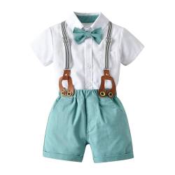 Gajaous Baby Jungen Gentleman Anzüge, Kinder Kurzarm Bowtie Shirt Strampler + Hosenträger Shorts Overalls Festliche Taufe Hochzeit Gentleman Shorts Set von Gajaous