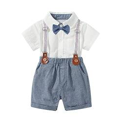 Gajaous Baby Jungen Gentleman Anzüge, Kinder Kurzarm Bowtie Shirt Strampler + Hosenträger Shorts Overalls Festliche Taufe Hochzeit Gentleman Shorts Set von Gajaous