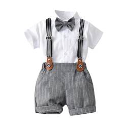 Gajaous Baby Jungen Gentleman Anzüge, Kinder Kurzarm Bowtie Shirt Strampler + Hosenträger Shorts Overalls Festliche Taufe Hochzeit Gentleman Shorts Set von Gajaous