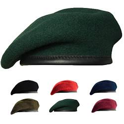 Gajaous Commando Barett, Militärmützen Wollmützen Barette für Männer und Frauen, mehrfarbige Armeemützen Baskenmütze (Dark Green) von Gajaous