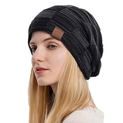 Gajaous Damen Beanie Mütze Warme gefütterte Feinstrick Herren Mütze Fleece Innenfutter Unisex Wintermütze von Gajaous