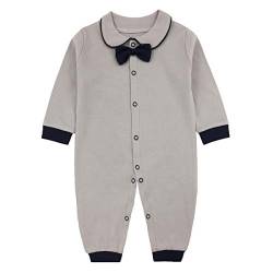 Gajaous Neugeborenes Baby Jungen Mädchen Formal Bowtie Kragen Strampler Langarm Anzug Gentleman Body Einteiler Overall 0-12M von Gajaous