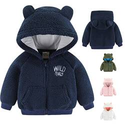 Neugeborenen Baby Jungen Mädchen Cartoon Fleece Kapuzenjacke Mantel mit Ohren Warme Outwear Mantel Reißverschluss Bis Coat,Blau,12-18M(Tag 18) von Gajaous