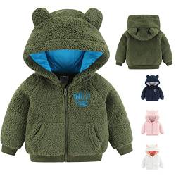 Neugeborenen Baby Jungen Mädchen Cartoon Fleece Kapuzenjacke Mantel mit Ohren Warme Outwear Mantel Reißverschluss Bis Coat,Grun,12-18M(Tag 18) von Gajaous