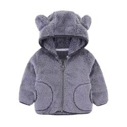 Neugeborenen Baby Jungen Mädchen Cartoon Fleece Kapuzenjacke Mantel mit Ohren Warme Outwear Mantel Reißverschluss Bis Coat (5-6J, Z-Grau) von Gajaous
