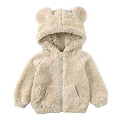 Neugeborenes Baby Mädchen Jungen Fleece Kapuzenjacke Reißverschluss Bärenmantel Warme Winter Outwearorn,A-beige, 3-4J, (Tag110) von Gajaous