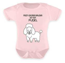 Baby Strampler Großer Bruder Pudel - Baby Body -0-6 Monate-Puder Rosa von Galeriemode