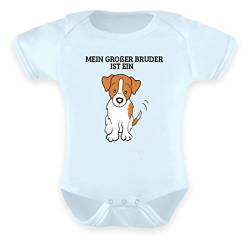 Galeriemode Baby Strampler Jack Russel Hund Junge Mädchen mit Aufdruck Baby Body - Baby Body -0-6 Monate-Baby Blau von Galeriemode