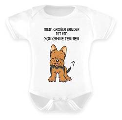 Galeriemode Baby Strampler Yorkshire Terrier Hund Junge Mädchen mit Aufdruck Baby Body - Baby Body -0-6 Monate-Weiß von Galeriemode