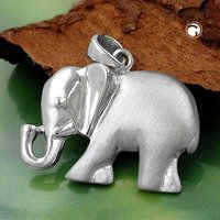 Anhänger 16x21mm Elefant matt-glänzend rhodiniert Silber 925 von Gallay