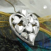 Anhänger 19x18mm Herz mit Zirkonias rhodiniert Silber 925 von Gallay