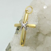 Anhänger 20x14mm Kreuz bicolor glänzend 9Kt GOLD von Gallay