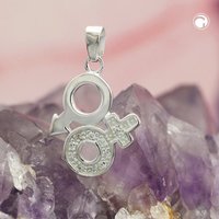 Anhänger 23mm Venus/Mars-Symbol mit Zirkonias glänzend Silber 925 von Gallay