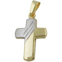 Gallay Kreuzanhänger Anhänger 16x12mm Kreuz bicolor 9Kt GOLD, Goldschmuck für Damen von Gallay