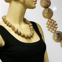 Kette, Perlen und Spirale braun marmor von Gallay