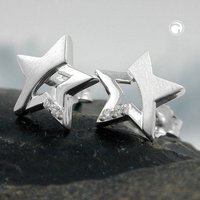 Ohrstecker Ohrring 10x10mm Stern mit Zirkonia Silber 925 von Gallay