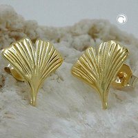 Ohrstecker Ohrring 12mm Ginkgoblatt glänzend 9Kt GOLD von Gallay