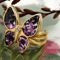 Ring, gold-plattiert Schmetterling von Gallay
