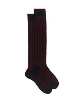 Gallo Men's long blue plated cotton socks with wide rib stitch. von Gallo