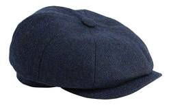 Gamble & Gunn Shelby Newsboy Button Top Cap Blue Fischgrätenmuster, navy, 54 von Gamble & Gunn