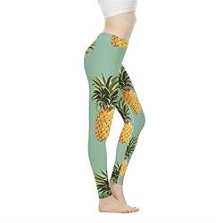Gambo XS-3XL Plus Größe Frauen Gedruckt Leggings für Yoga Fitness Hosen Hohe Taille Laufen Strumpfhosen Athletic Wear, Ananas, M von Gambo