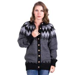 Gamboa Alpaka Cardigan Damen Kapuze Strickjacke Norweger Pullover Jacke für Herbst Winter von Gamboa