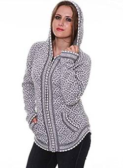 Gamboa Alpaka Cardigan Damen mit Kapuze Strickjacke Norweger Warm Pullover Herbst Winter von Gamboa