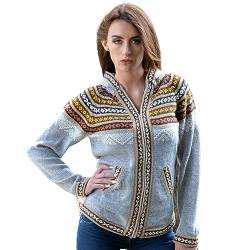 Gamboa Alpaka Cardigan Damen mit Kapuze Strickjacke Pullover Herbst Winter Ökologische Wahl von Gamboa