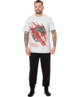 Game of Thrones Drachen-Pyjama für Herren | Character Lounge Hose und T-Shirt Rot/Schwarz Pyjama-Set | Feuer und Blut Targaryen | Nachtwäsche Geschenke für Ihn Fanartikel von Game of Thrones