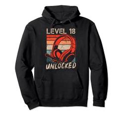 18. Geburtstag Jungen Video Gamer Level 18 Unlocked Männer Pullover Hoodie von Gamer Geburtstag Zocker Männer Spieler Jungen