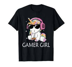 Einhorn Gamer Girl Controller Jungs Konsole Zocken Computer T-Shirt von Gamer Zocker Nerd Level Gaming Geek dont Frau Mann