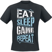 Gaming-Sprüche - Gaming T-Shirt - Eat Sleep Game Repeat - L bis 3XL - für Männer - Größe 3XL - schwarz von Gaming-Sprüche
