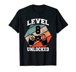 Level 8 entsperrt 8 Jahre alt Retro 80er Jahre 8. Geburtstag Gamer T-Shirt von Gaming level unlocked birthday gift shop