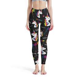 Damen Sports Leggings Cartoon Einhorn Tier Schwarz 3D Druck Sporthose Yogahose High Waist Lange Capri Leggings White m von Gamoii