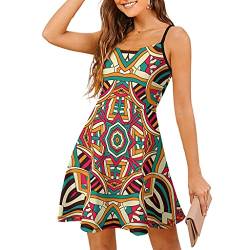 Gamoii Damen Ärmellos Kleid Strandkleid Sommerkleid Alter Inka Maya Azteke Verstellbaren Spaghetti Strap Kleid Schaukelkleid Freizeitkleid White M von Gamoii