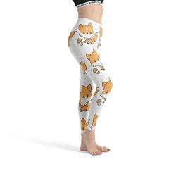 Gamoii Damen Yoga Leggings Orange Tier Netter Fuchs Gedruckt Sporthose Yogahose Hohe Taille Übergrößen Leggins Hose White 2XL von Gamoii