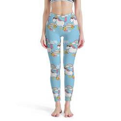 Gamoii Damen Yoga Leggings Regenbogen Einhorn Himmel Blauen Drucken Sporthose Yogahose High Waist Atmungsaktiv Jogginghose White m von Gamoii