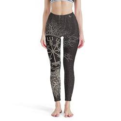 Gamoii Damen Yoga Leggings Yggdrasil Baum des Lebens Wikinger Gedruckt Sporthose Yogahose Hohem Bund Weich Leggins Hose White 3XL von Gamoii