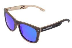 Gamswild Holzbrille WM0012 Sonnenbrille Panto Mode Brille Damen Herren | Glas grau | Gals G15 | Glas braun | Glas blau, Farbe: Glas Blau von Gamswild